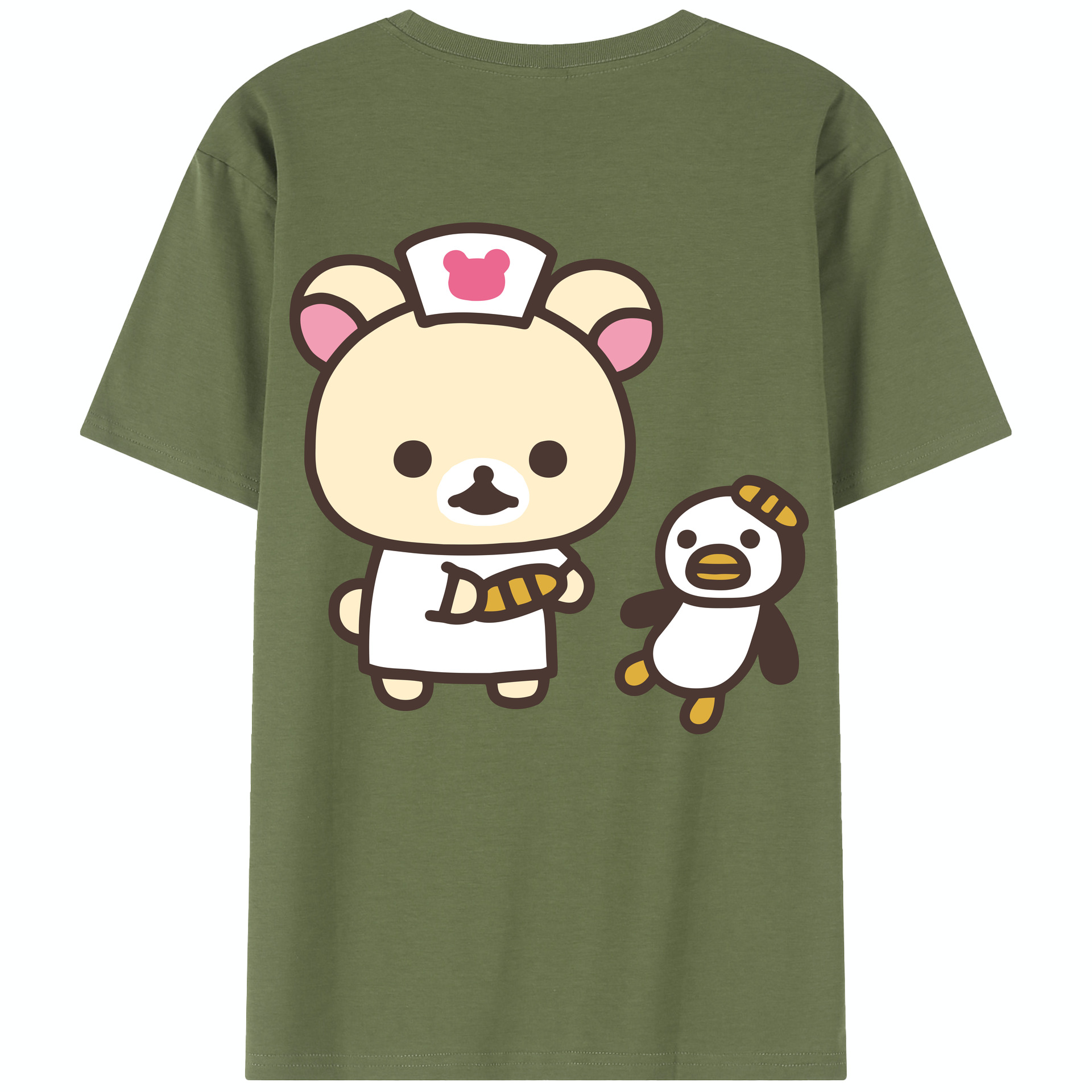 （画像用） リラックマ リラックマ キイロイトリ Rilakkuma Korilakkuma Kiiroitori 綿100％半袖Tシャツ（背面プリント）